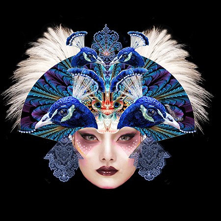 Peacock Blue Geisha Masque